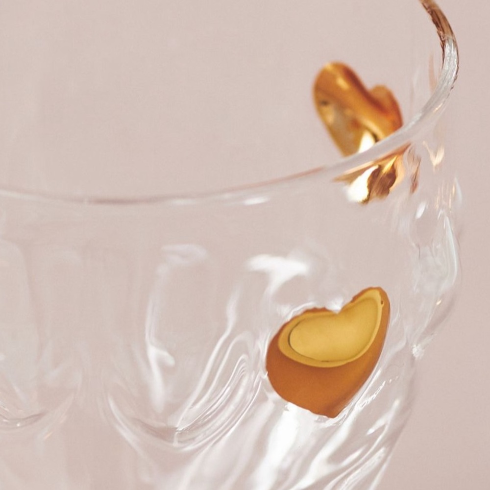Anthropologie Clara Icon Glass Goblets x 1 Handblown Hand-Painted Heart Edition - Picture 3 of 9